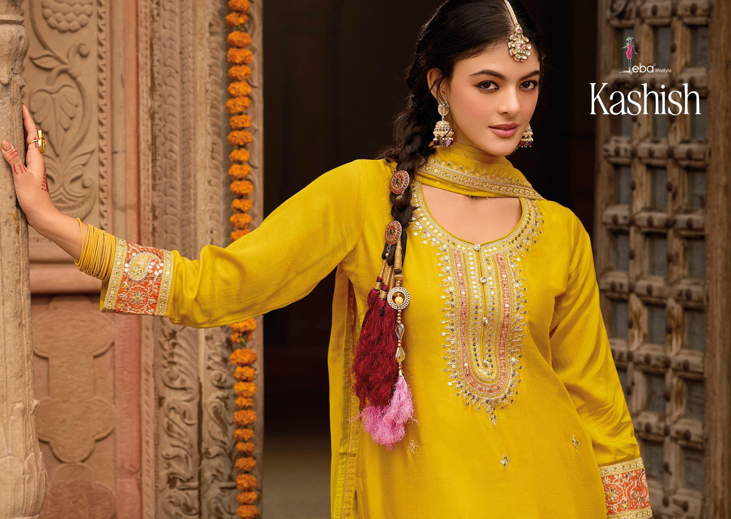 Kashish by Eba Lifestyle – Chinon Embroidered Suit with Dupatta & Afghani | Premium Ethnic Wear