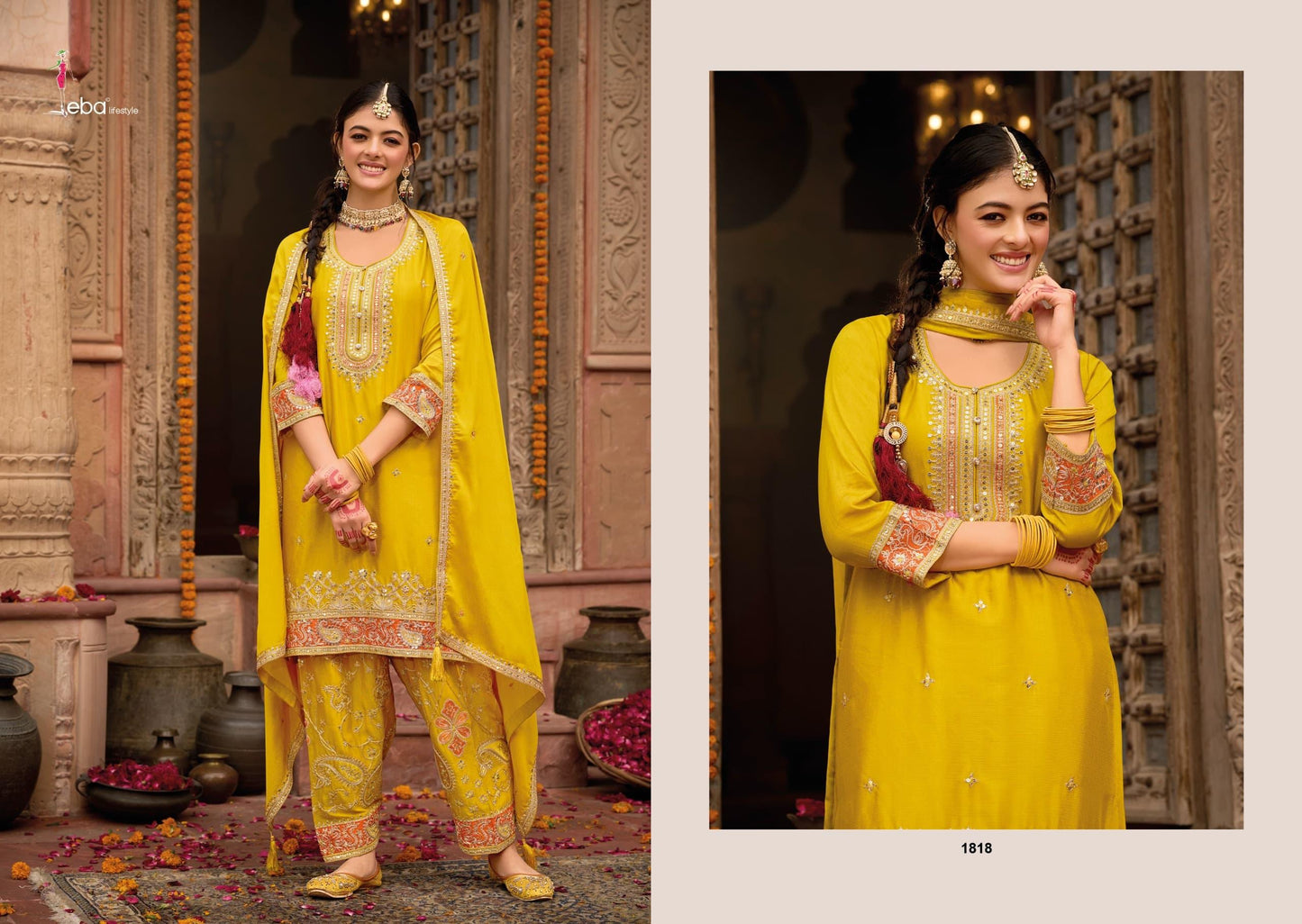 Kashish by Eba Lifestyle – Chinon Embroidered Suit with Dupatta & Afghani | Premium Ethnic Wear