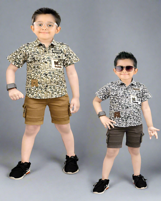 Boys Collared T-shirt with Jeans Pant - Stylish Cotton Outfit for Kids