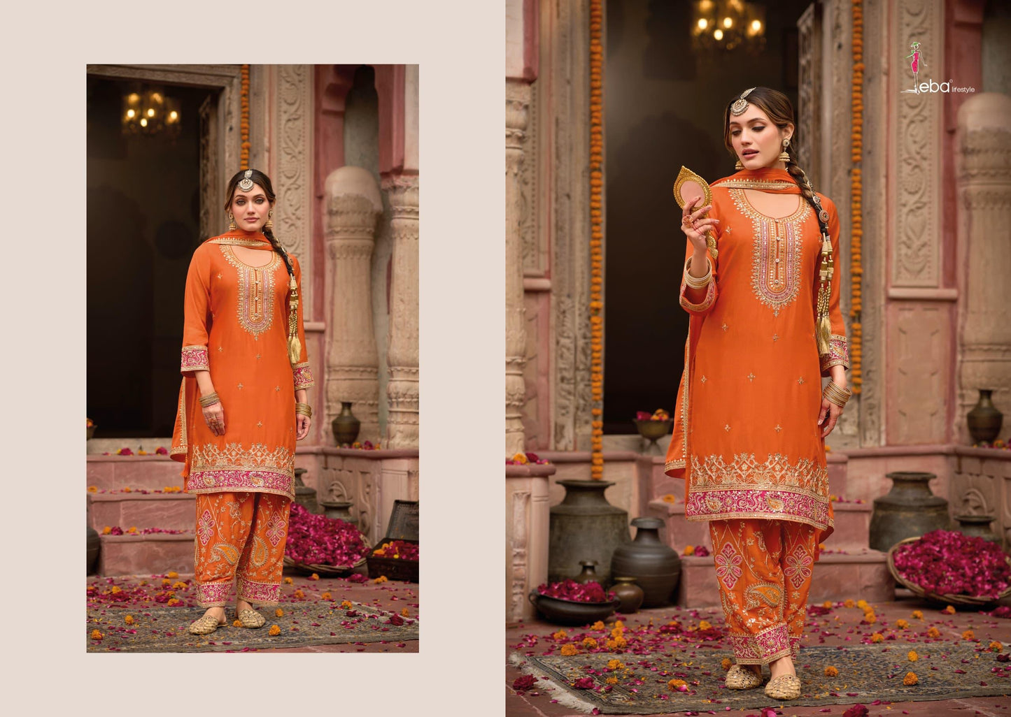 Kashish by Eba Lifestyle – Chinon Embroidered Suit with Dupatta & Afghani | Premium Ethnic Wear