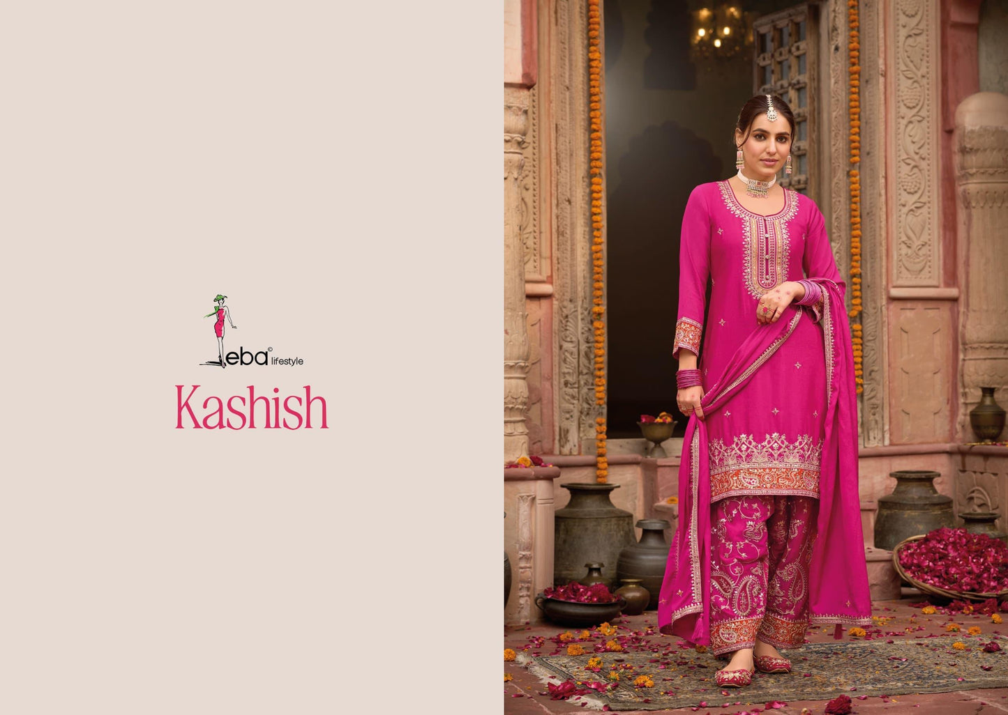 Kashish by Eba Lifestyle – Chinon Embroidered Suit with Dupatta & Afghani | Premium Ethnic Wear