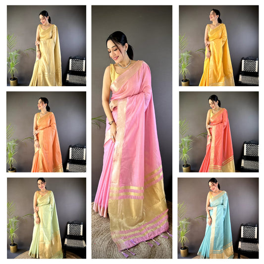 Affordable Elegance – Stunning Cotton Sarees with Zari Weaves!